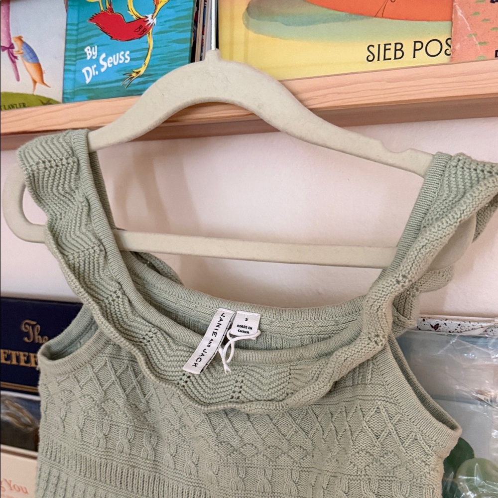 Janie and Jack Sage Green Knitted Blouse - Picture 3 of 4
